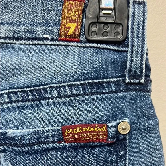 (2 for $25) 7 For All Mankind Blue Skinny Jeans with Tapered Leg - Picture 3 of 6